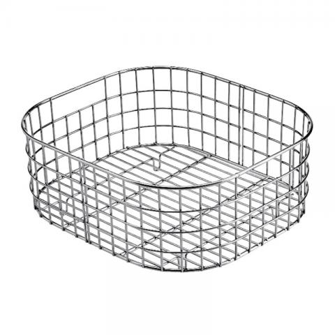 Rectangular polished stainless steel basket